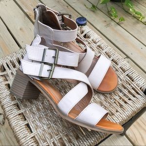 Rampage • Pink & Brown Open Toe Block Heel Sandals